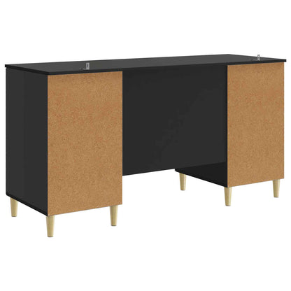 vidaXL Desk Black Engineered Wood 142.5 x 50 x 75 cm
