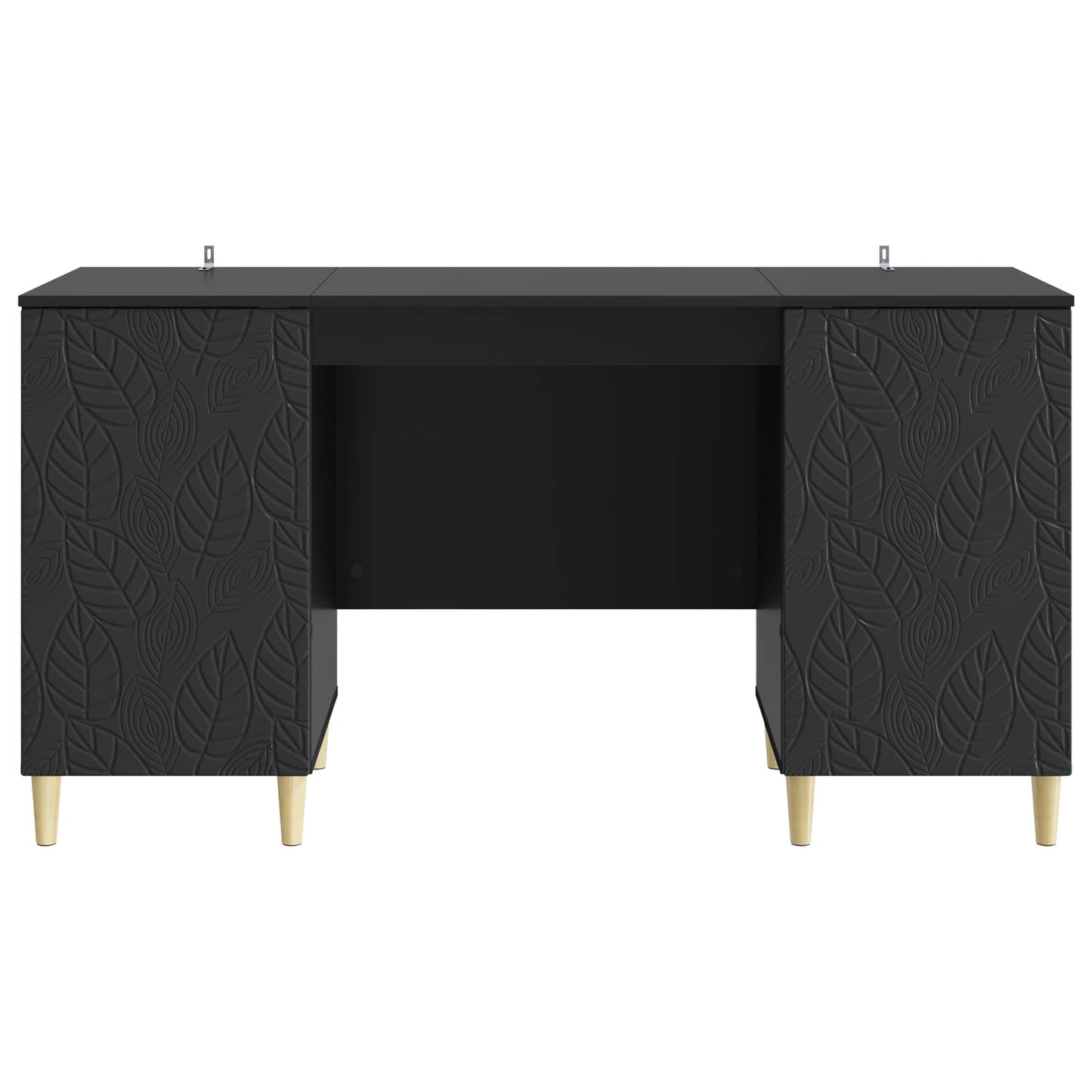 vidaXL Desk Black Engineered Wood 142.5 x 50 x 75 cm