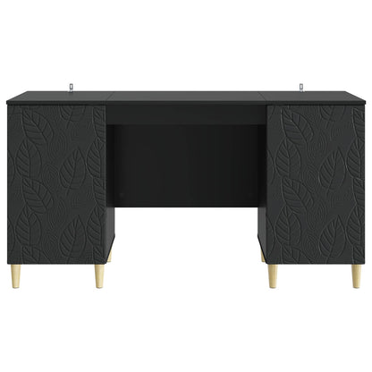 vidaXL Desk Black Engineered Wood 142.5 x 50 x 75 cm