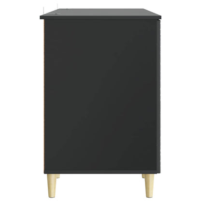 vidaXL Desk Black Engineered Wood 142.5 x 50 x 75 cm