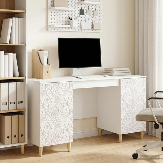 vidaXL Desk High Gloss White 142.5 x 50 x 75 cm Engineered Wood