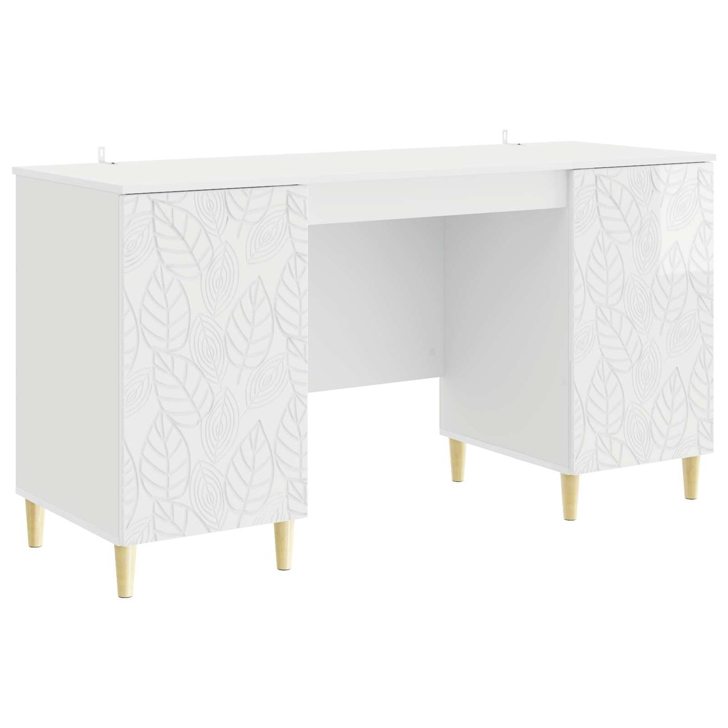 vidaXL Desk High Gloss White Engineered Wood 142.5 x 50 x 75 cm