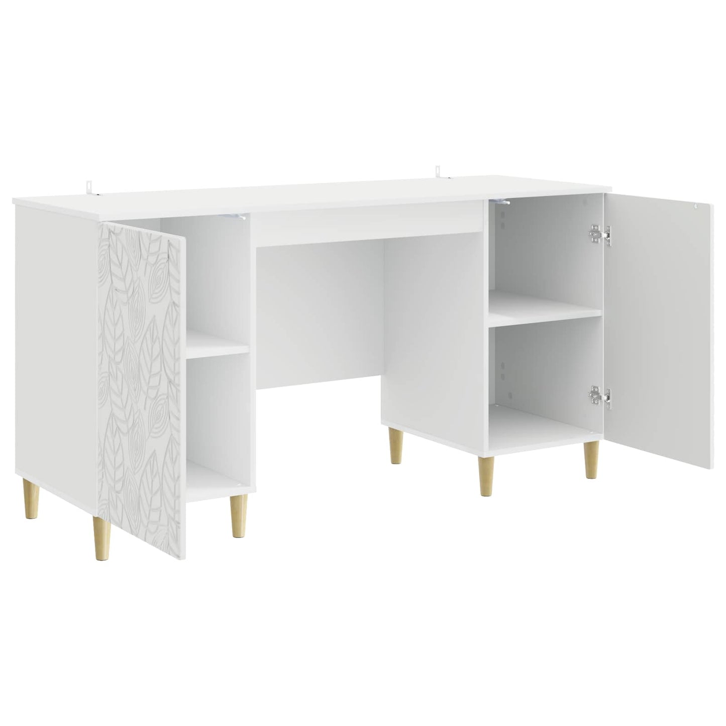 vidaXL Desk High Gloss White Engineered Wood 142.5 x 50 x 75 cm