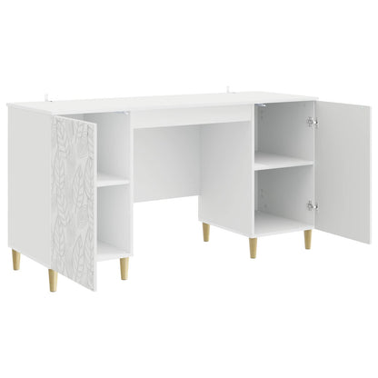 vidaXL Desk High Gloss White Engineered Wood 142.5 x 50 x 75 cm