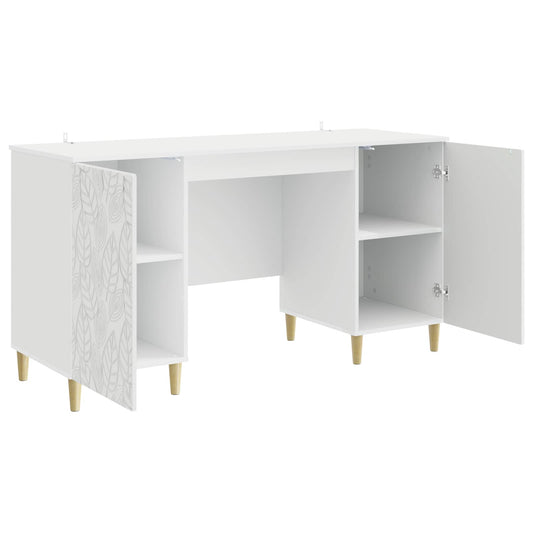 vidaXL Desk High Gloss White Engineered Wood 142.5 x 50 x 75 cm