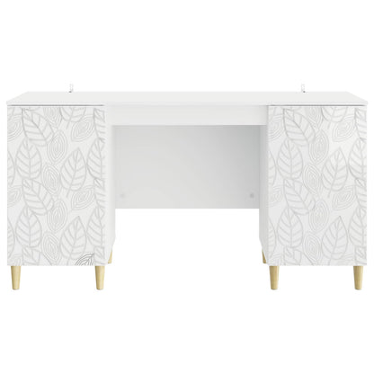 vidaXL Desk High Gloss White Engineered Wood 142.5 x 50 x 75 cm