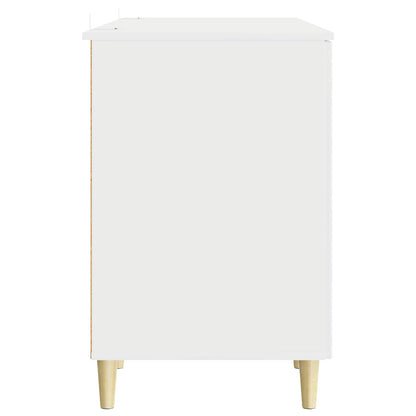 vidaXL Desk High Gloss White Engineered Wood 142.5 x 50 x 75 cm