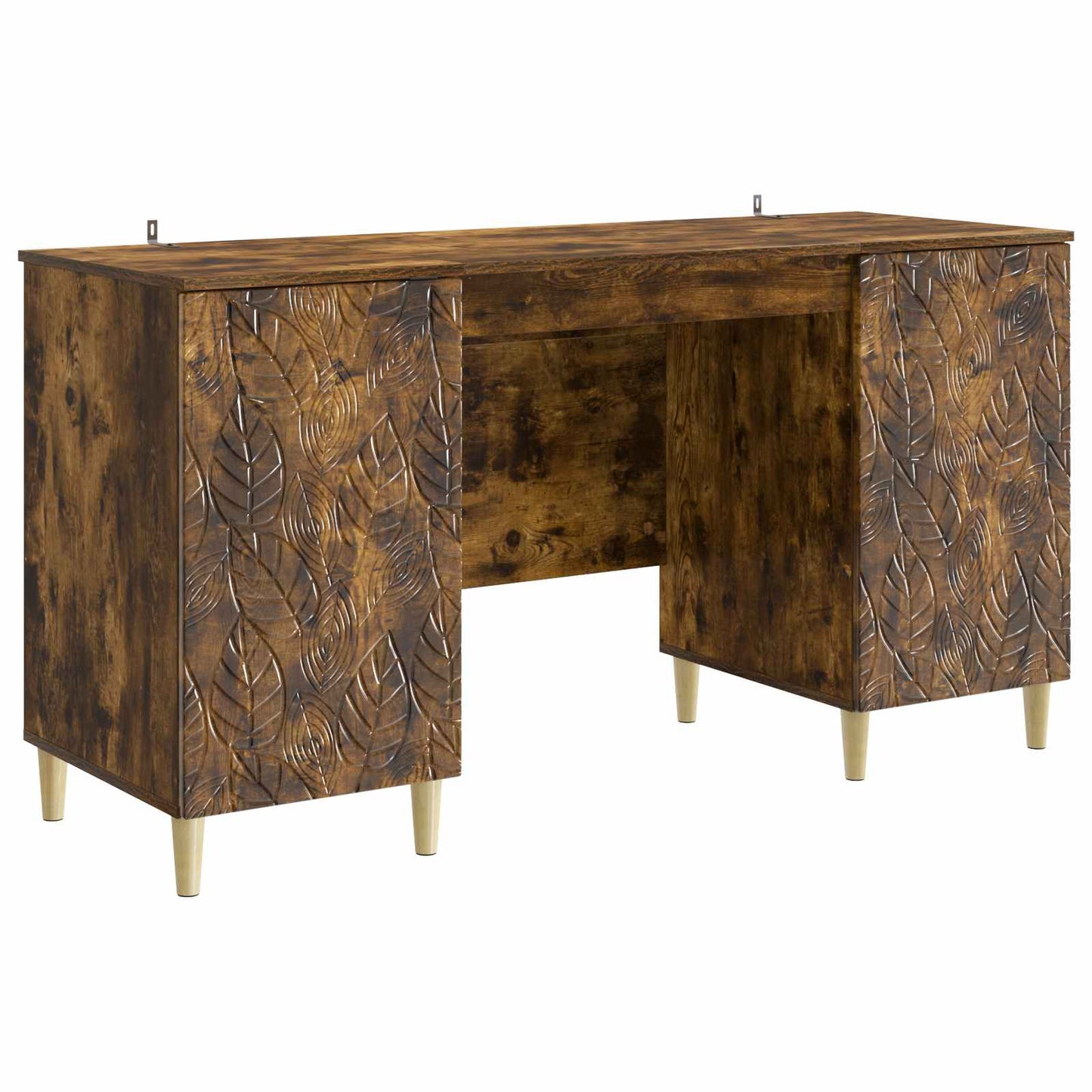 vidaXL Desk Smoked Oak Engineered Wood 142.5 x 50 x 75 cm