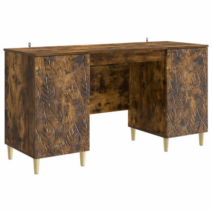 vidaXL Desk Smoked Oak Engineered Wood 142.5 x 50 x 75 cm
