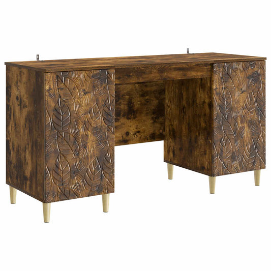 vidaXL Desk Smoked Oak Engineered Wood 142.5 x 50 x 75 cm