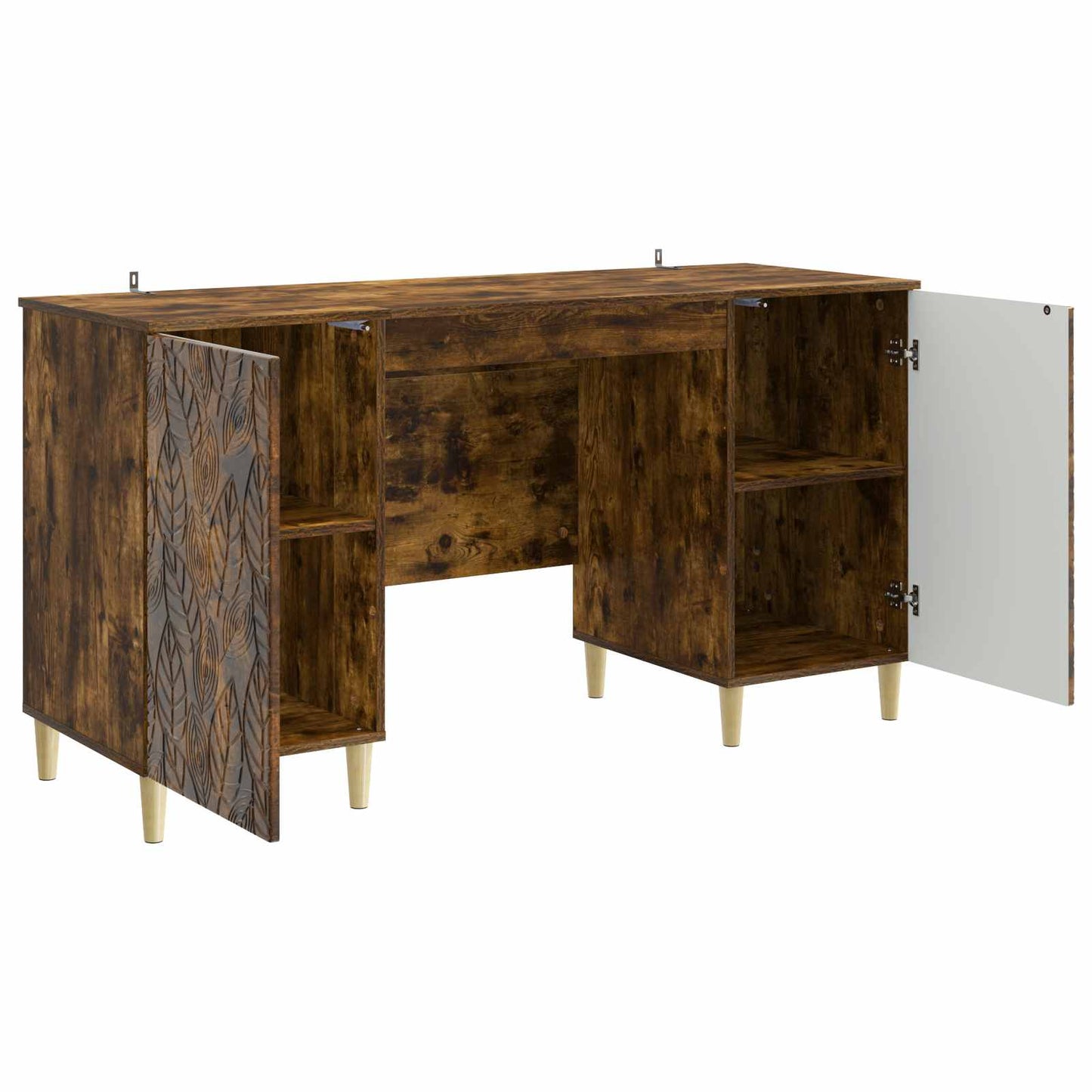 vidaXL Desk Smoked Oak Engineered Wood 142.5 x 50 x 75 cm