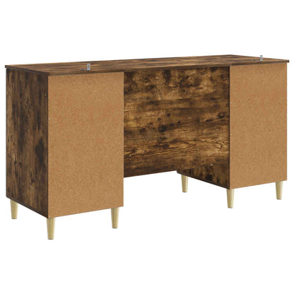 vidaXL Desk Smoked Oak Engineered Wood 142.5 x 50 x 75 cm