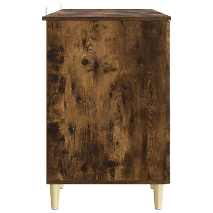 vidaXL Desk Smoked Oak Engineered Wood 142.5 x 50 x 75 cm