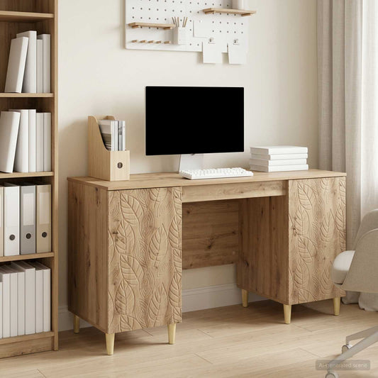 vidaXL Desk Artisan Oak 142.5 x 50 x 75 cm Engineered Wood