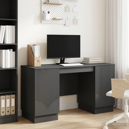 vidaXL Desk with Shelf Black 142.5 x 50 x 75 cm Engineered Wood