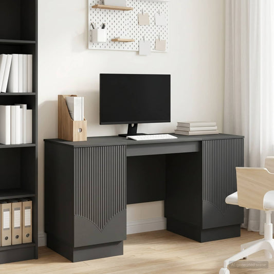 vidaXL Desk Black 142.5 x 50 x 75 cm Engineered Wood