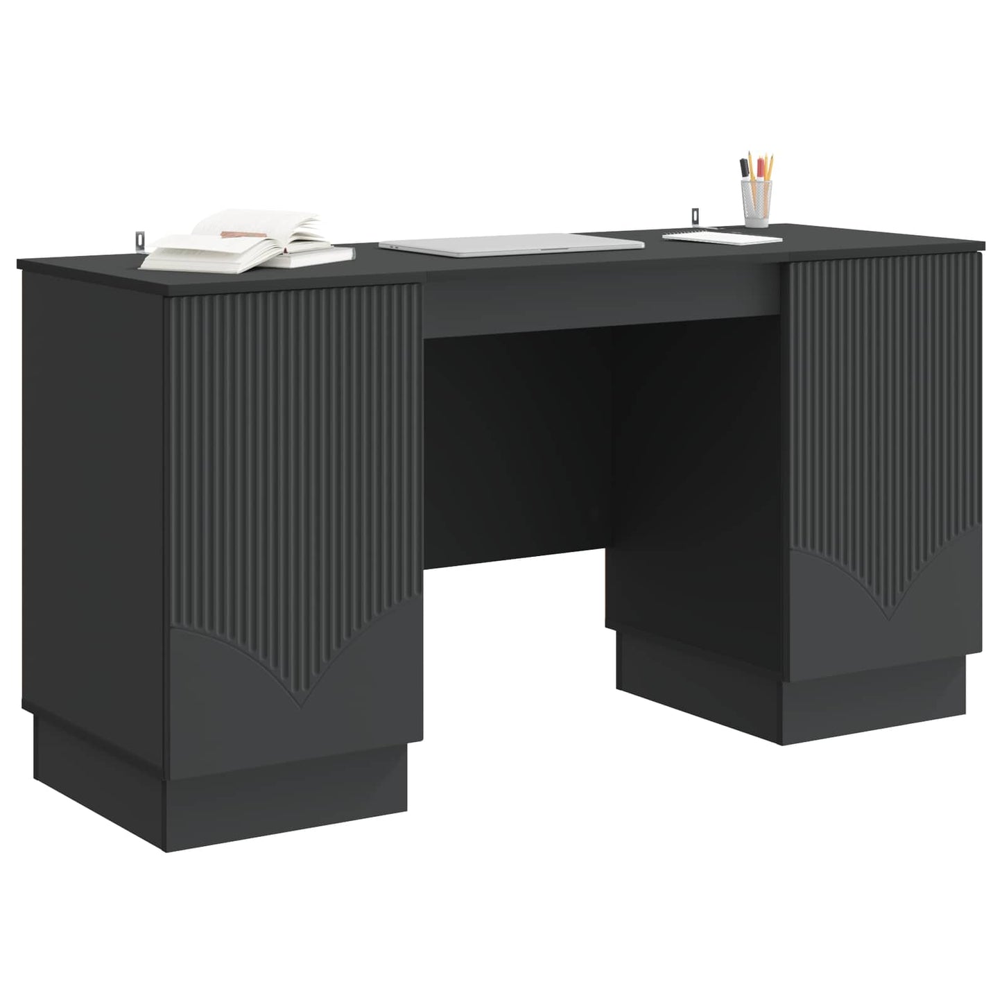 vidaXL Desk with Shelf Black 142.5 x 50 x 75 cm Engineered Wood