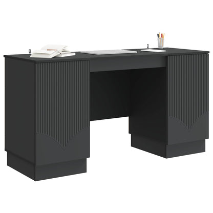vidaXL Desk with Shelf Black 142.5 x 50 x 75 cm Engineered Wood