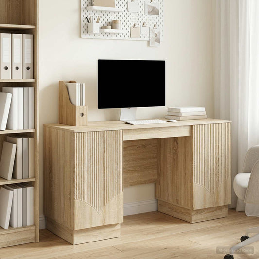 vidaXL Desk Sonoma Oak 142.5 x 50 x 75 cm Engineered Wood