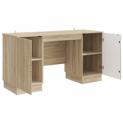 vidaXL Desk with Shelf Sonoma Oak 142.5 x 50 x 75 cm Engineered Wood