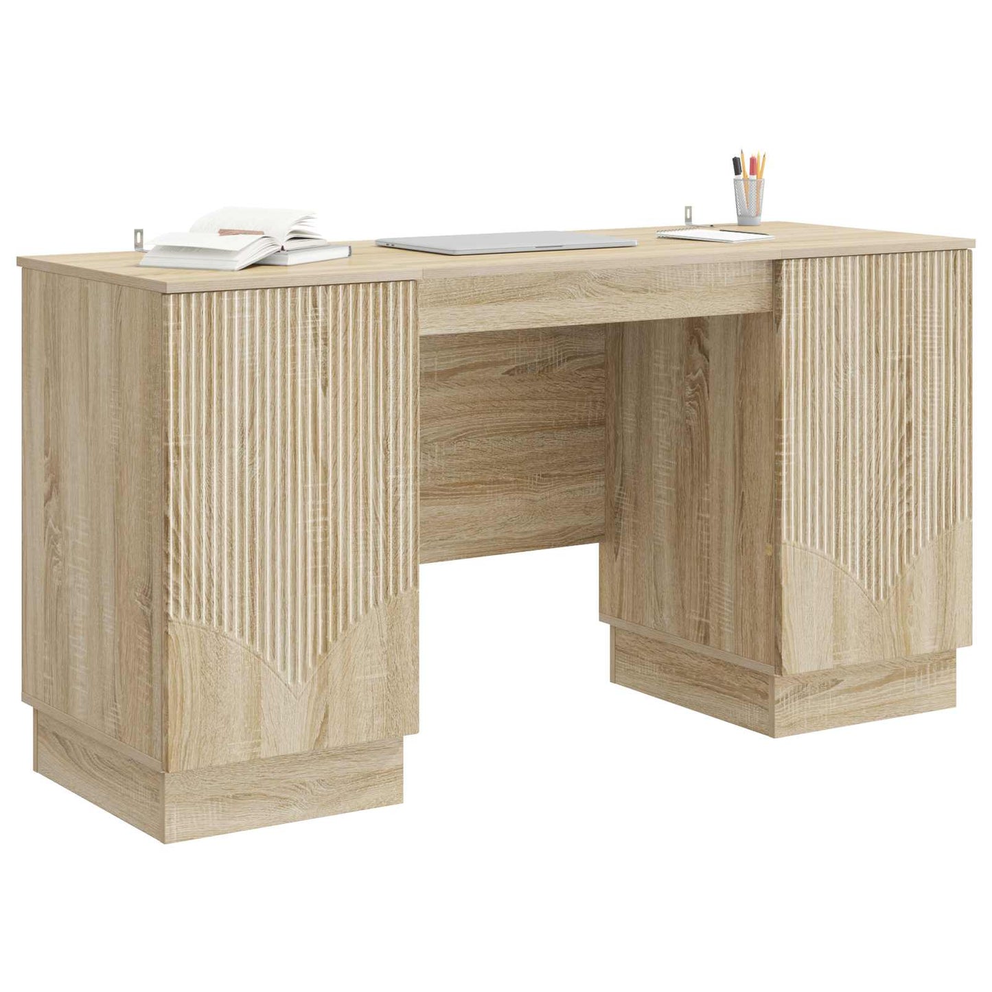 vidaXL Desk with Shelf Sonoma Oak 142.5 x 50 x 75 cm Engineered Wood