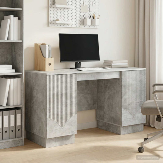 vidaXL Desk Concrete Grey 142.5 x 50 x 75 cm Engineered Wood