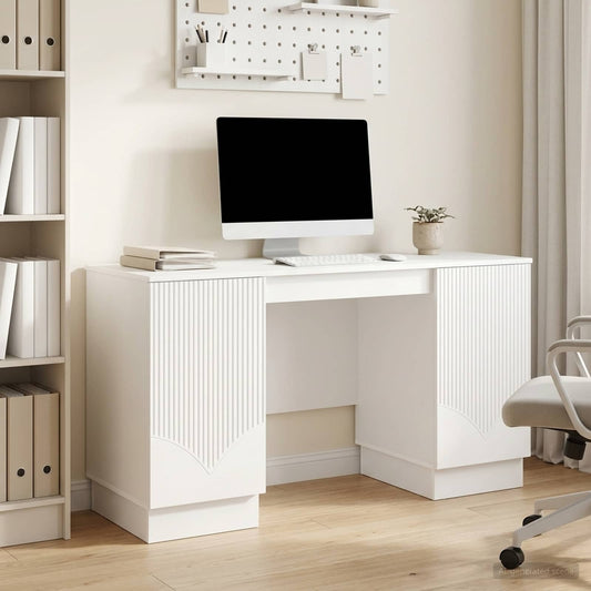 vidaXL Desk High Gloss White 142.5 x 50 x 75 cm Engineered Wood