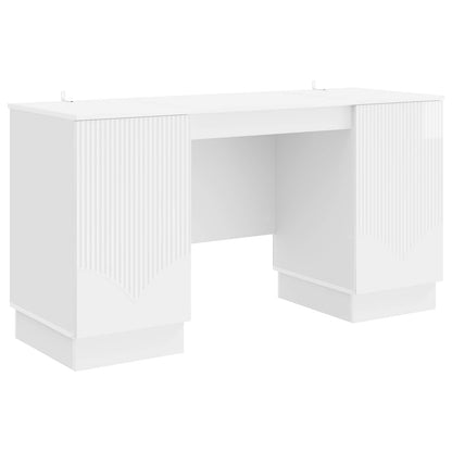 vidaXL Desk High Gloss White 142.5 x 50 x 75 cm Engineered Wood