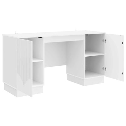 vidaXL Desk High Gloss White 142.5 x 50 x 75 cm Engineered Wood