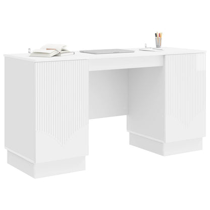 vidaXL Desk High Gloss White 142.5 x 50 x 75 cm Engineered Wood