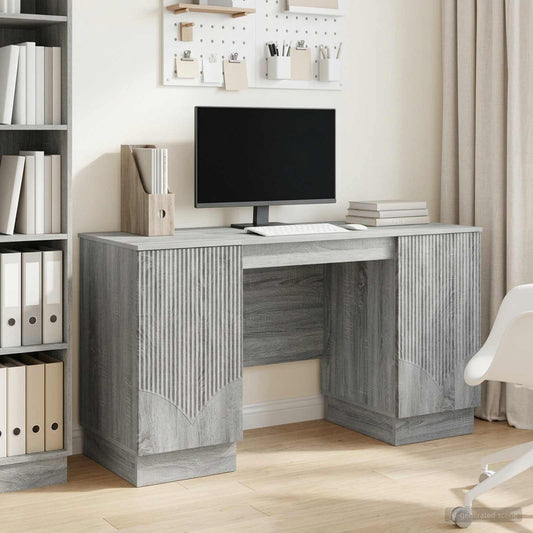 vidaXL Desk Grey Sonoma 142.5 x 50 x 75 cm Engineered Wood