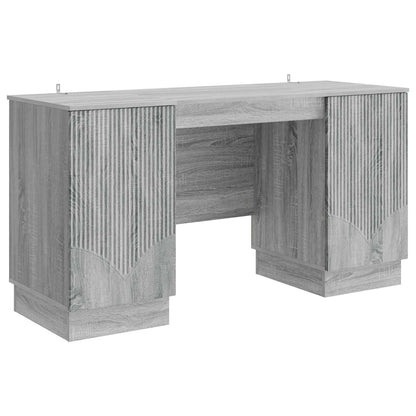 vidaXL Desk with Shelf Grey Sonoma 142.5 x 50 x 75 cm Engineered Wood