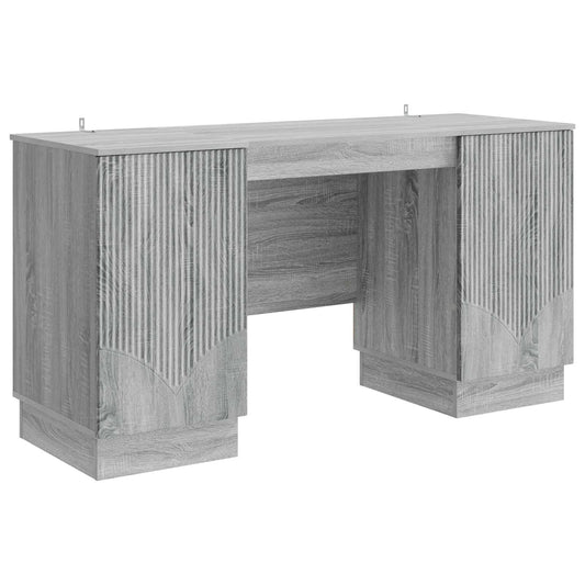vidaXL Desk with Shelf Grey Sonoma 142.5 x 50 x 75 cm Engineered Wood