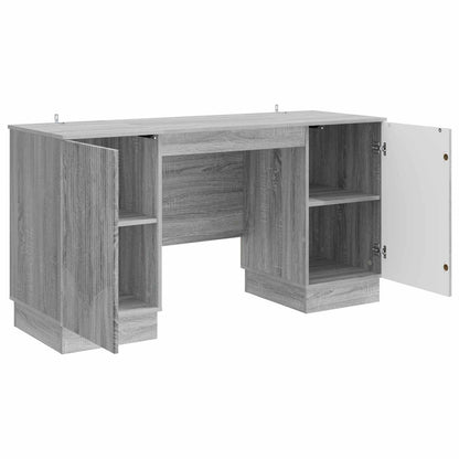 vidaXL Desk with Shelf Grey Sonoma 142.5 x 50 x 75 cm Engineered Wood
