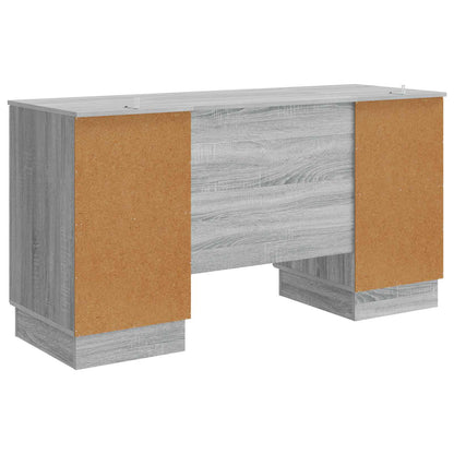 vidaXL Desk with Shelf Grey Sonoma 142.5 x 50 x 75 cm Engineered Wood