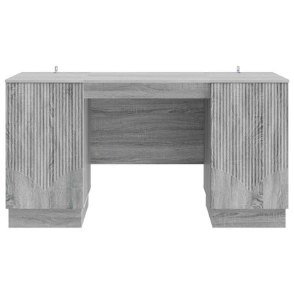 vidaXL Desk with Shelf Grey Sonoma 142.5 x 50 x 75 cm Engineered Wood