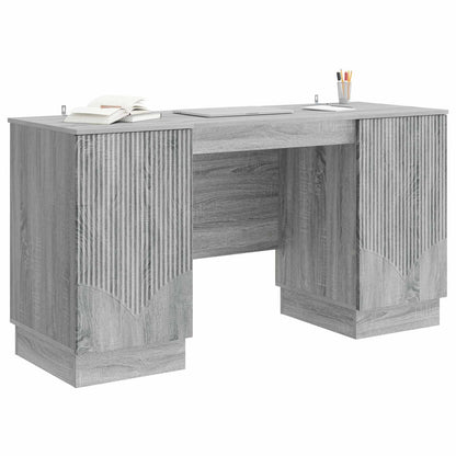 vidaXL Desk with Shelf Grey Sonoma 142.5 x 50 x 75 cm Engineered Wood