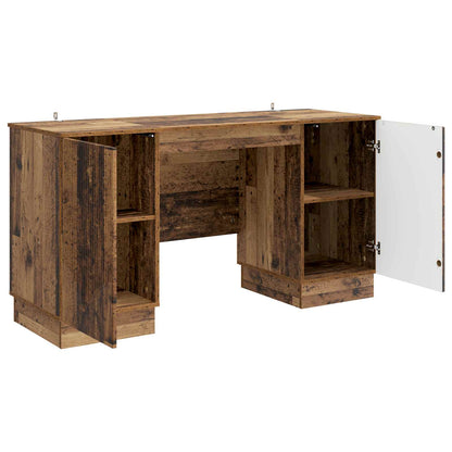 vidaXL Desk with Shelf Old Wood 142.5 x 50 x 75 cm Engineered Wood