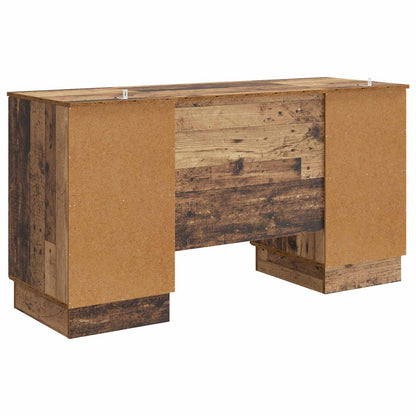 vidaXL Desk with Shelf Old Wood 142.5 x 50 x 75 cm Engineered Wood
