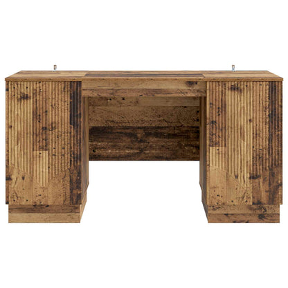vidaXL Desk with Shelf Old Wood 142.5 x 50 x 75 cm Engineered Wood
