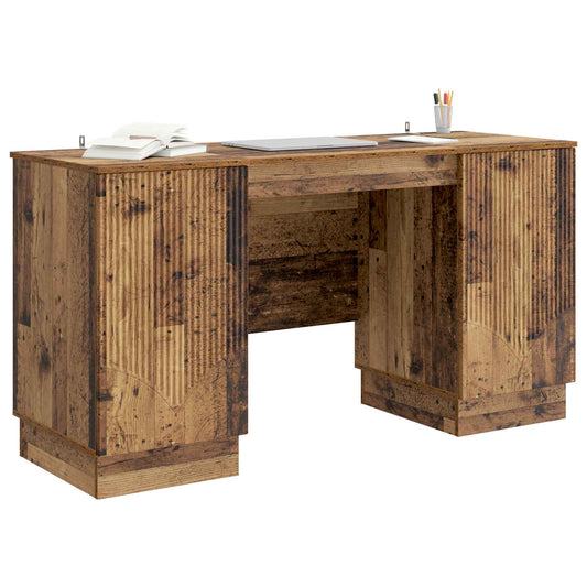 vidaXL Desk with Shelf Old Wood 142.5 x 50 x 75 cm Engineered Wood