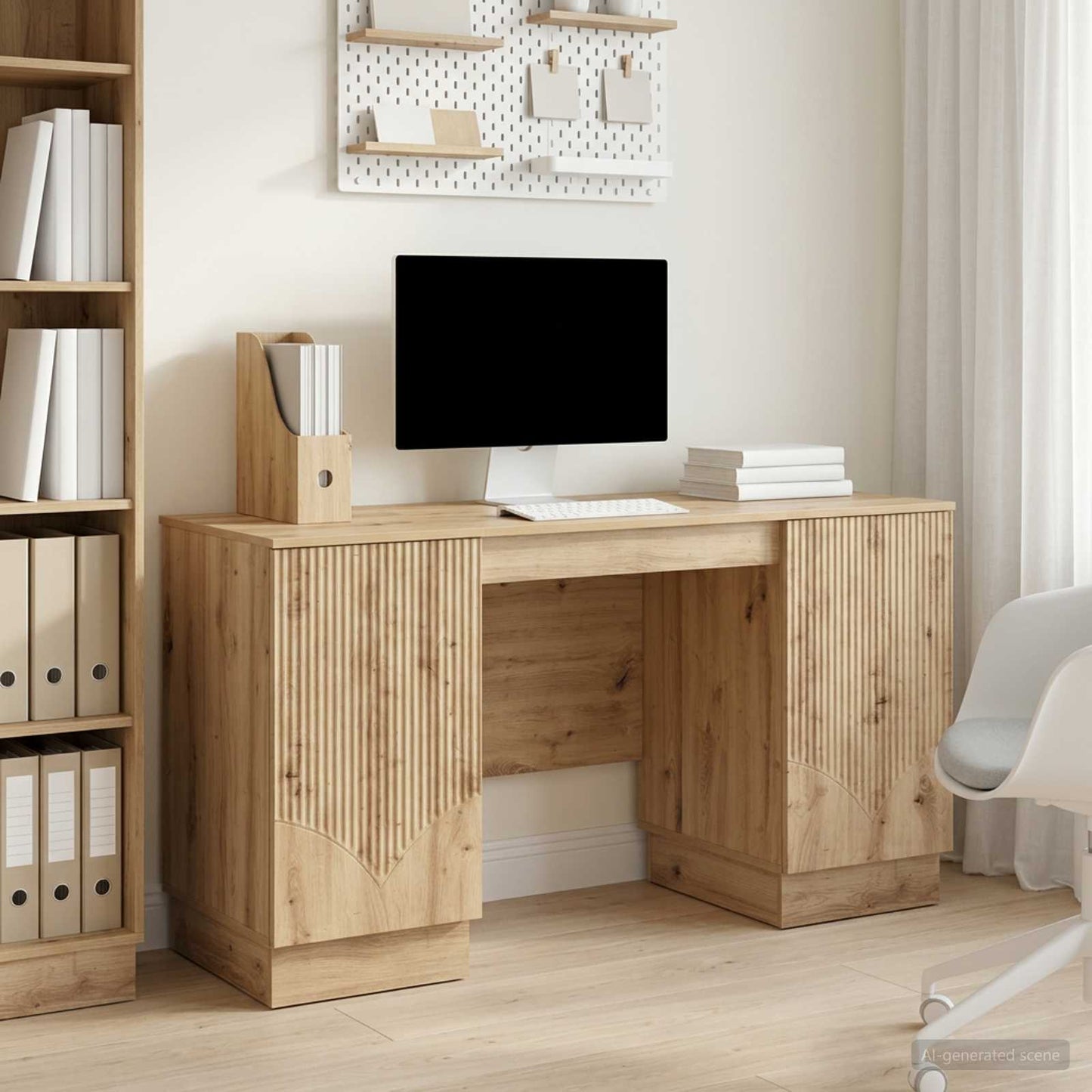 vidaXL Desk Artisan Oak Engineered Wood 142.5 x 50 x 75 cm