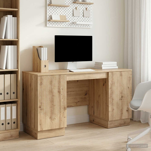 vidaXL Desk Artisan Oak 142.5 x 50 x 75 cm Engineered Wood