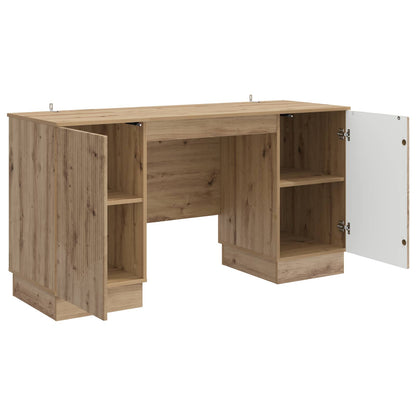 vidaXL Desk with Shelf Artisan Oak 142.5 x 50 x 75 cm Engineered Wood