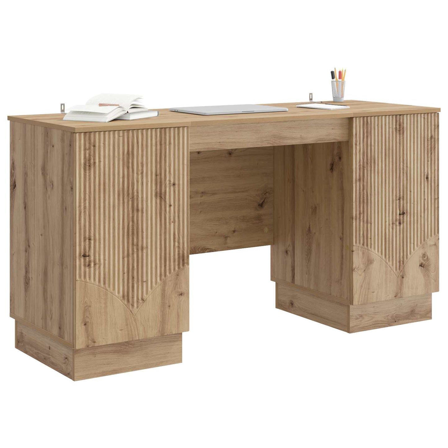 vidaXL Desk with Shelf Artisan Oak 142.5 x 50 x 75 cm Engineered Wood