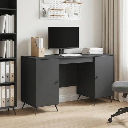 vidaXL Desk with Shelf Black 142.5 x 50 x 75 cm Engineered Wood