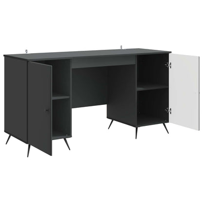vidaXL Desk with Shelf Black 142.5 x 50 x 75 cm Engineered Wood