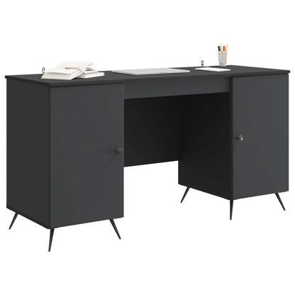 vidaXL Desk with Shelf Black 142.5 x 50 x 75 cm Engineered Wood
