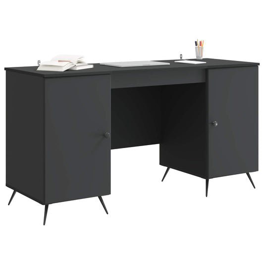 vidaXL Desk with Shelf Black 142.5 x 50 x 75 cm Engineered Wood