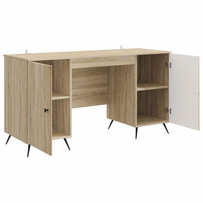 vidaXL Desk with Shelf Sonoma Oak 142.5 x 50 x 75 cm Engineered Wood